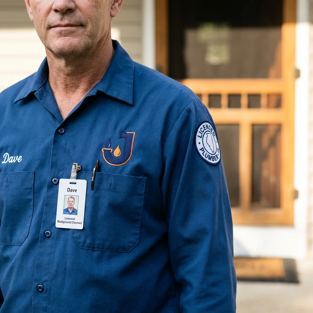 Licensed plumber showing ID badge in Caruthersville, MO