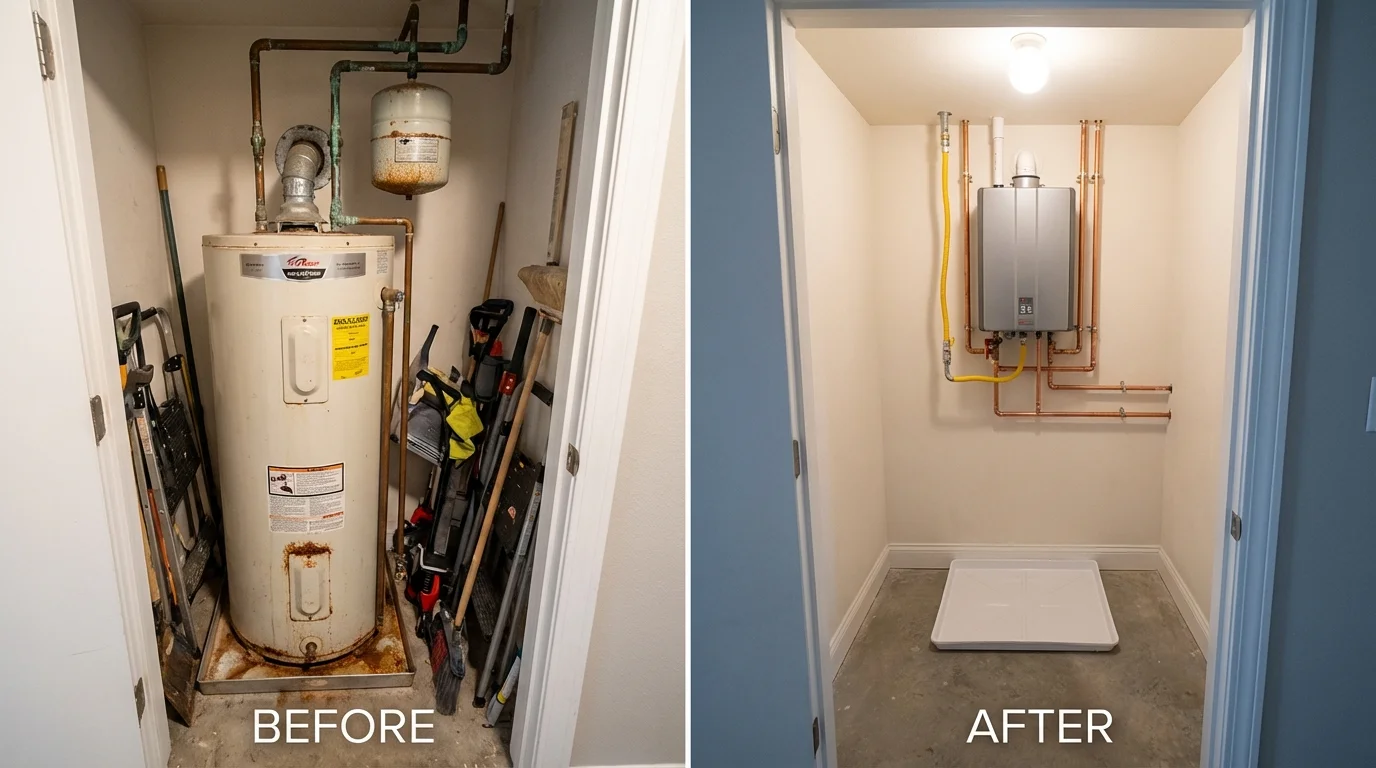 Tank water heater versus wall-mounted tankless unit comparison for Caruthersville, MO homeowners