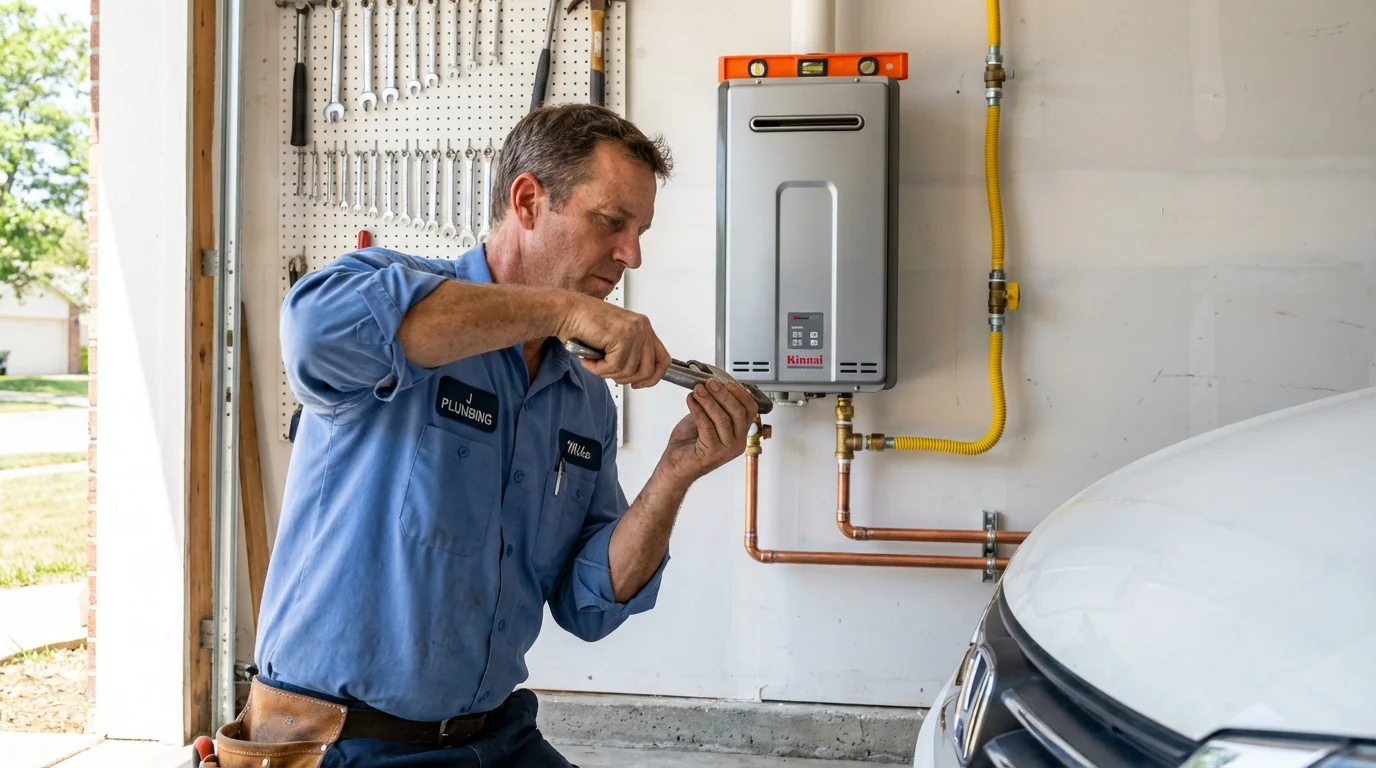 Tankless water heater installation by a Johns Plumbing LLC plumber in Caruthersville